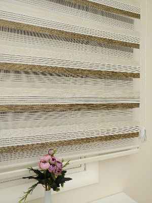 Krem - Kahve Zebra Perde Zarif Bambu- Krem-ekru-kahve