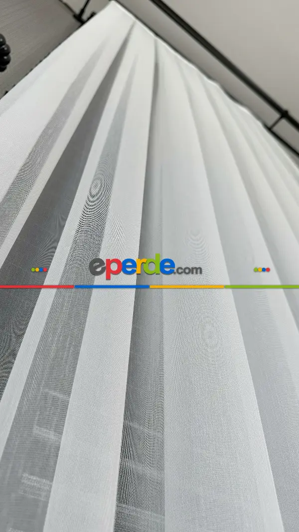 Ekru Etek Ucu Özel İplik Hafif Simli Brode İşlemeli Tül Perde - Ağır Gramajlı Premium Nakışlı