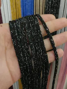 Siyah Rengi Simli İp Perde Jumbo Zincir Serisi- Siyah-gümüş