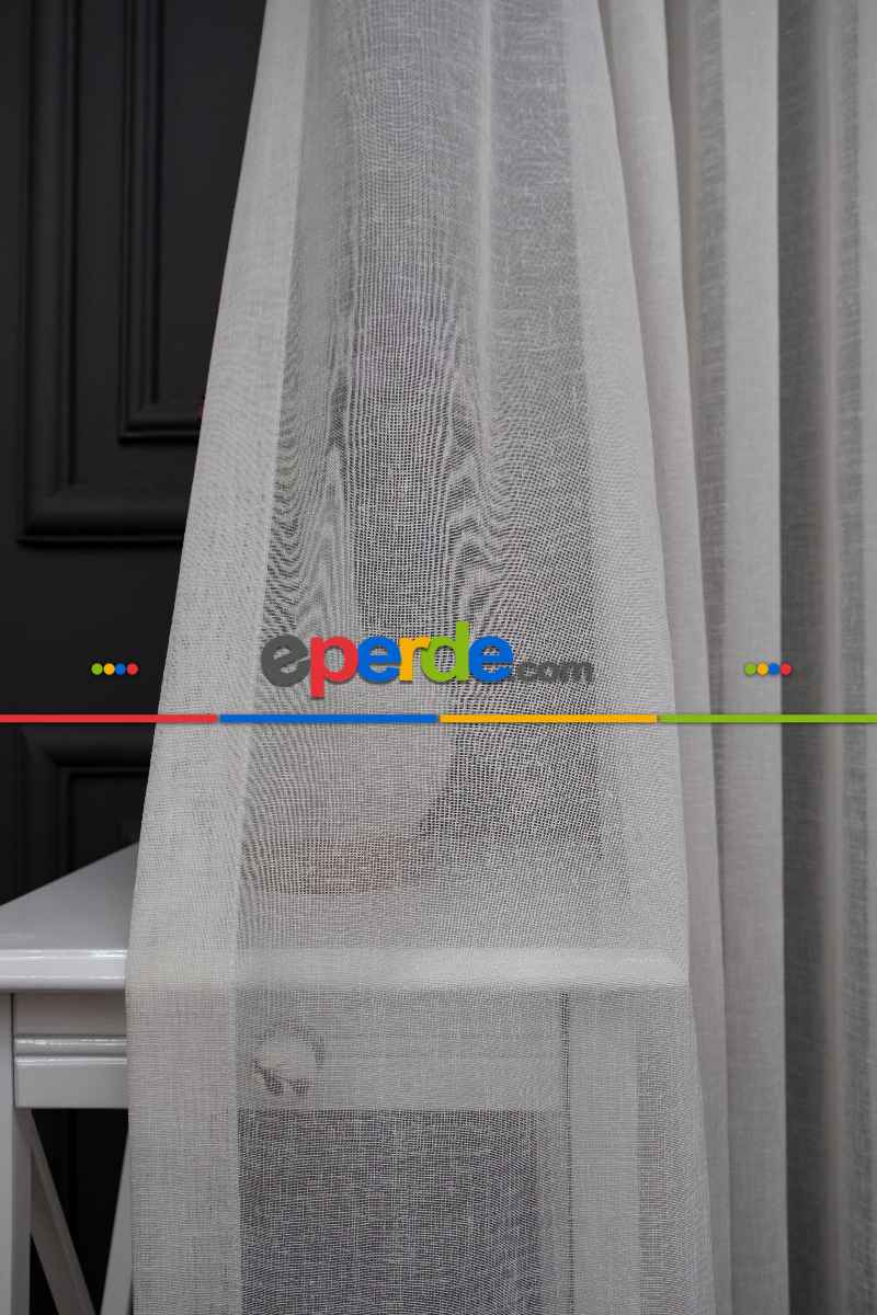 Keten Tül Ütü İstemez Dökümlü Tül - İtinalı Dikiş - S Pile