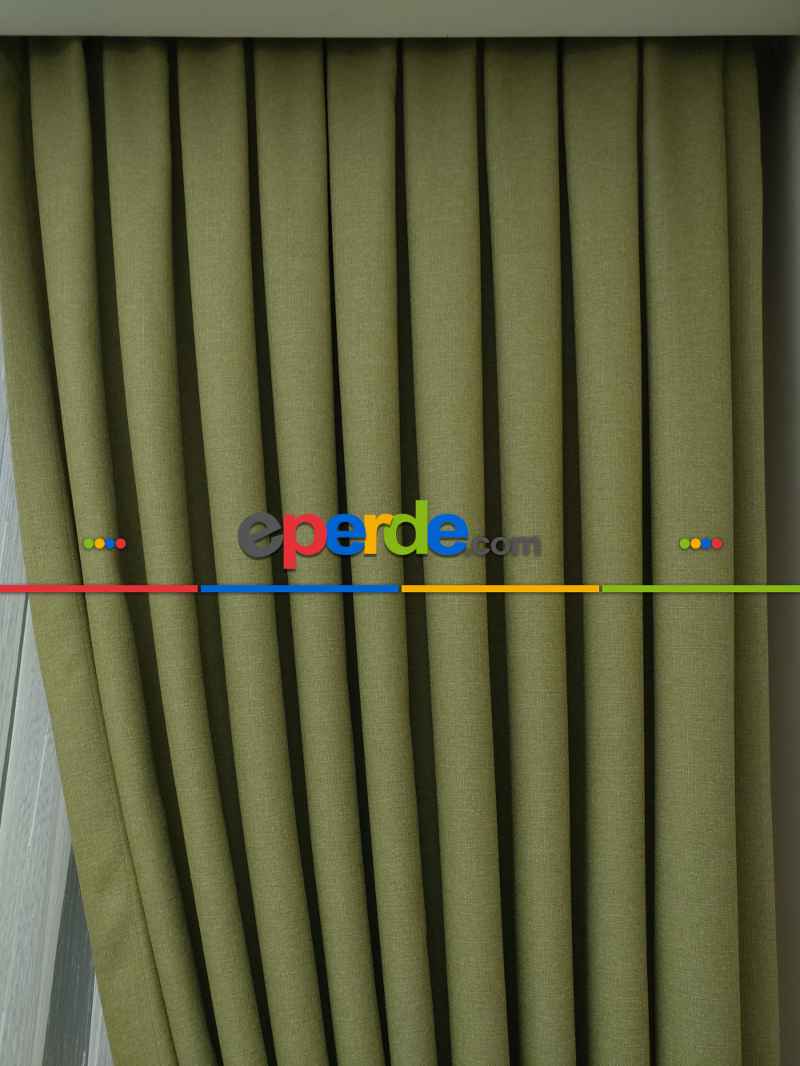 Yeşil Renk Düz Fon Perde- Yeşil