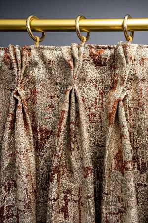 Patine Desenli Valencia Jakar Dokuma Fon Perde- Bej-kiremit Rengi