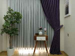 Patlıcan Moru Renk Jakar Desenli Fon Perde- Mor Patlıcan Moru