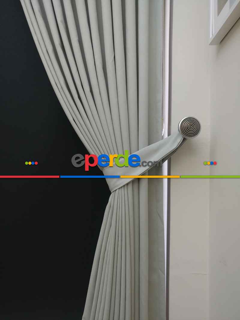 Düz Renk Dökümlü Fon Perde (150)- Kum Gri