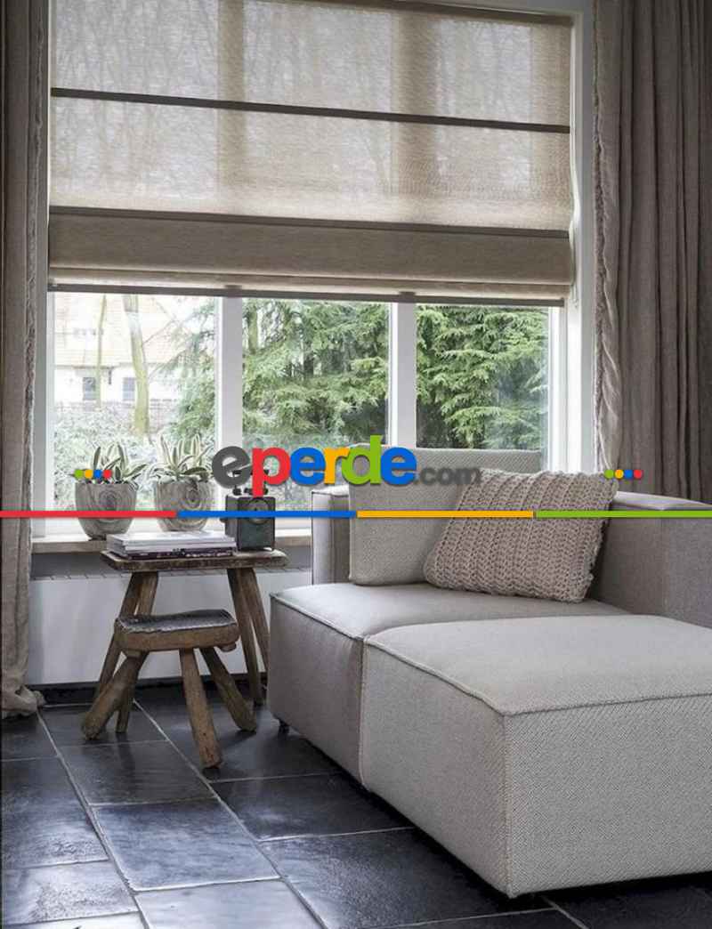 Bebek Odası - Katlamalı Perde Naturel Keten Tül Katlamalı Perde