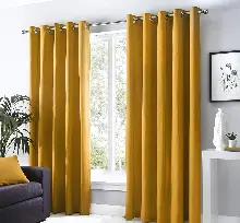 Yatak Odası Hardal Koyu Sarı Perde Kuşgözü Rustik Perde Halka Kuşgözü Boru İçin Perde