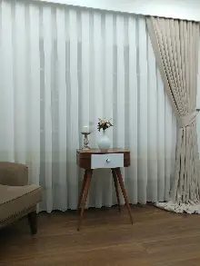 Krem - Bej Keten Tül Degrade Perde- Krem-bej - Kurşunlu Tül