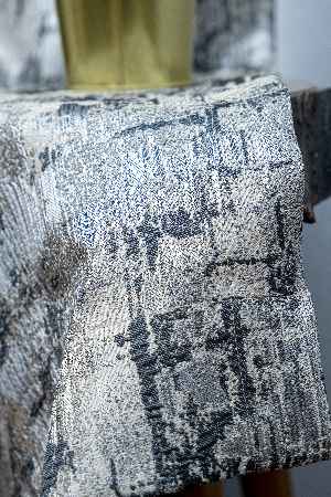 Patinedesenli Valencia Jakar Dokuma Fon Perde- Bej-füme