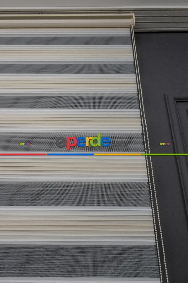 Salon - Zebra Perde Degrade Renk Geçişli Pileli Zebra Perde Krem Bej