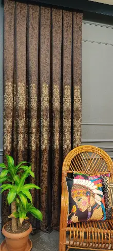 Yatak Odası - Kahverengi Desenli Fon Perde, Adet Fiyatıdır, İstediğiniz Boy Ölçüsünde Dikilir, Eni 50 İla 100cm Arası Seçenekler, Sık Piledir 50cm X 1cm 