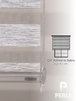Açık Gri Renk Bambu Stor Zebra Perde Yüksek Kalite Alüminyum Kasa Soft Bamboo