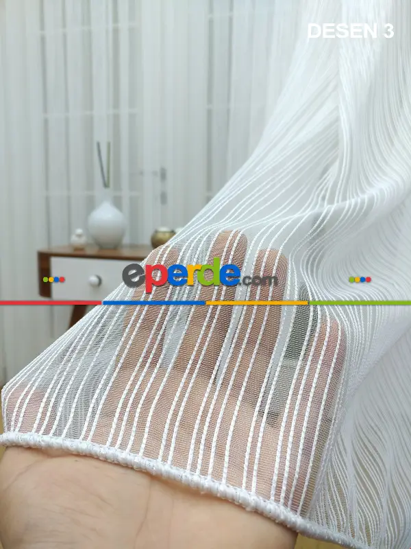 Düz Tül Perde 4 Farklı Desen %35 Extra İndirim Sınırlı Stok- Ekru - Kurşunlu Tül