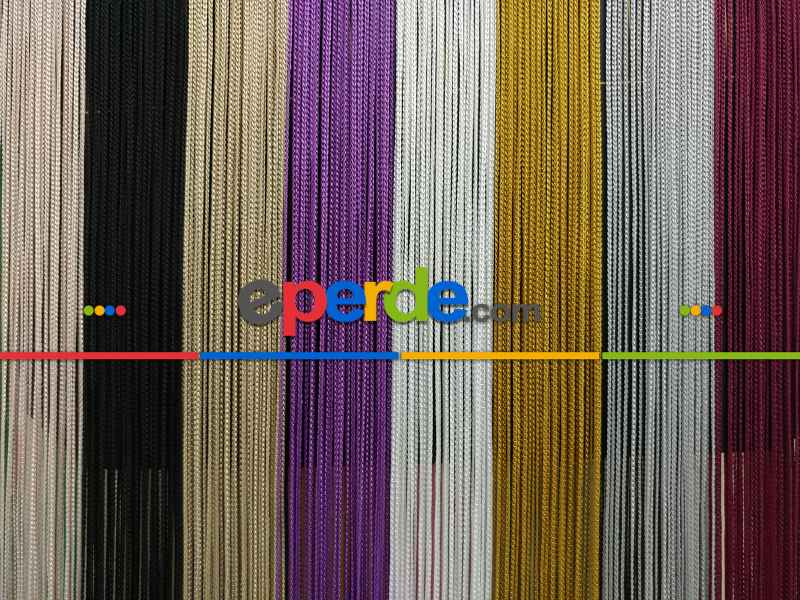 Siyah Rengi İp Perde İnce Zincir Serisi- Siyah