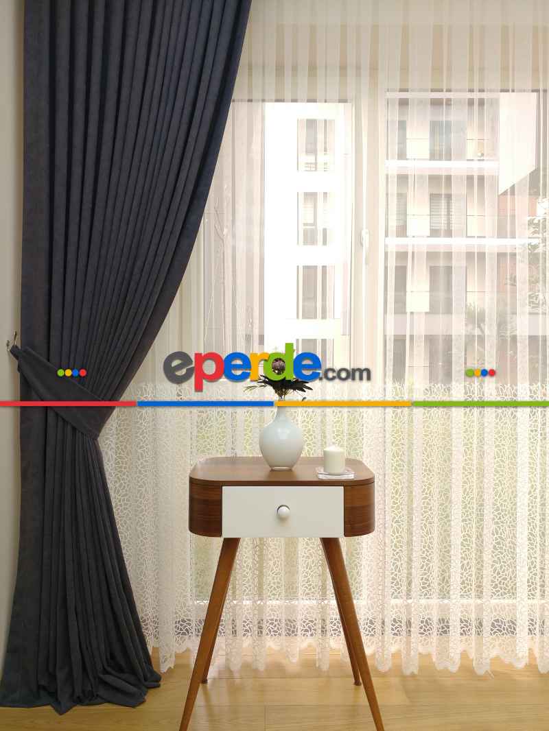 Koyu Gri Düz Fon Perde ( Dökümlü Fon )- Gri Koyu