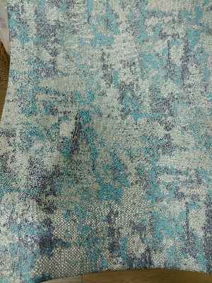 Salon Perdesi - Gri Yeşil Desenli Jakar Fon Perde (180)- Antrasit