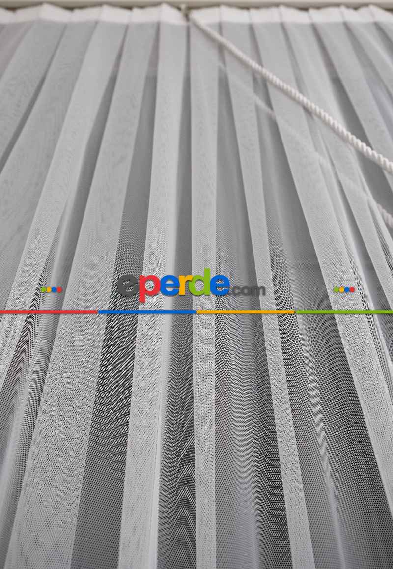 Salon Tül - Grek Yalancı Kruvaze - Tülden Fon - Halat İle Yana Toplamalı Tül - Aksesuar İlave Ücretlidir - Çift Veya Tek Kanat - Kurşunlu Tül