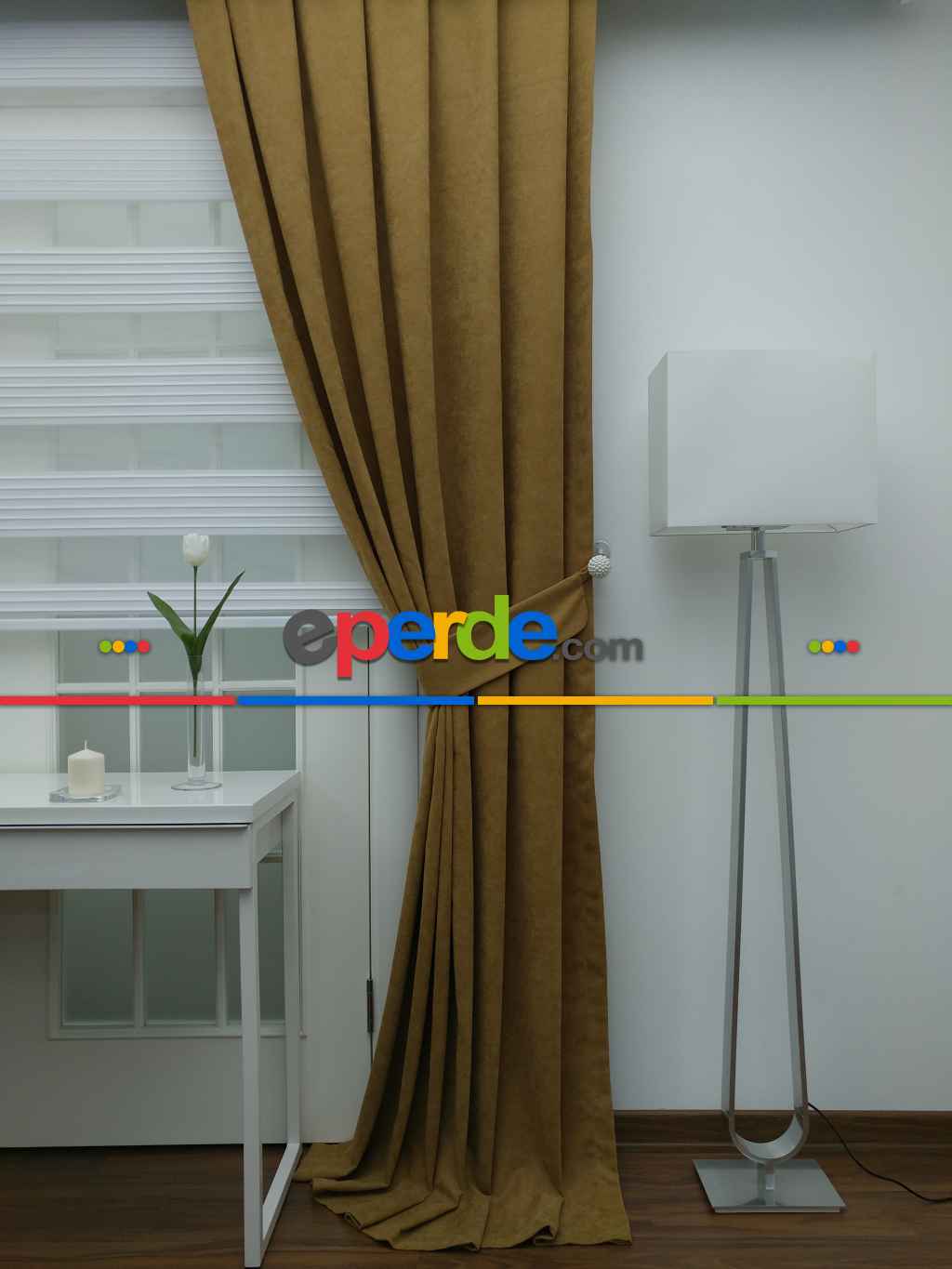 Hardal Rengi - Düz Fon Perde- Hardal