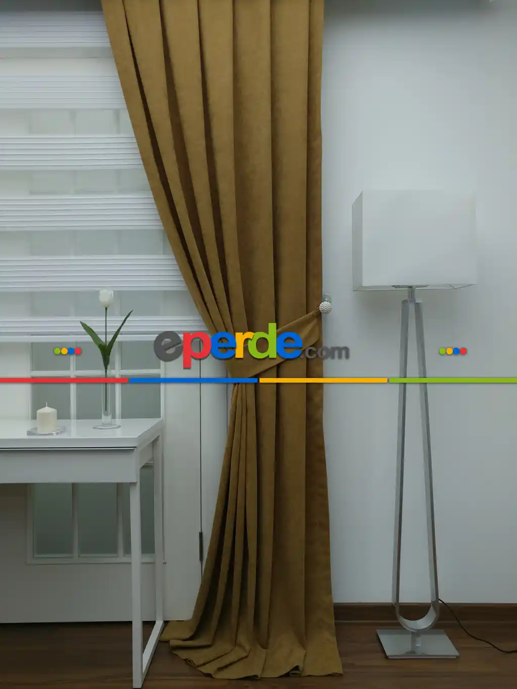 Hardal Rengi - Düz Fon Perde- Hardal