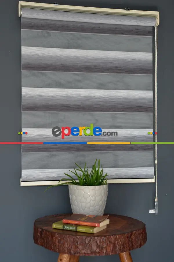 Halim Perdesan Mf-11 Beyaz & Gri Renk Etekli Veya Eteksiz Zebra Stor Perde