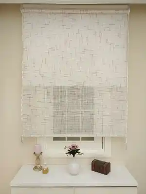 Keten Tül Stor Wicker - Çiftli Sistem Tül Stor Perde (wicker)- Gül Pembe