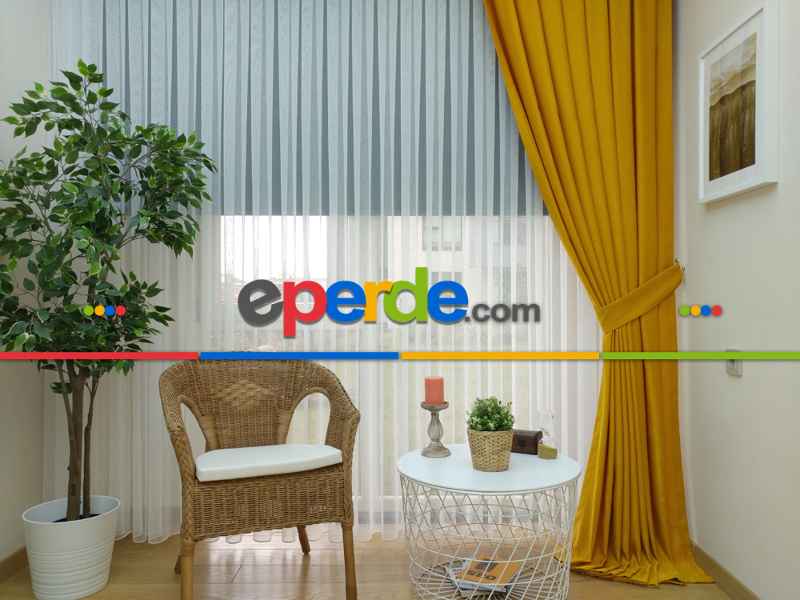 Soft Koyu Sarı Fon Perde Geniş En (285)- Hardal Sarısı