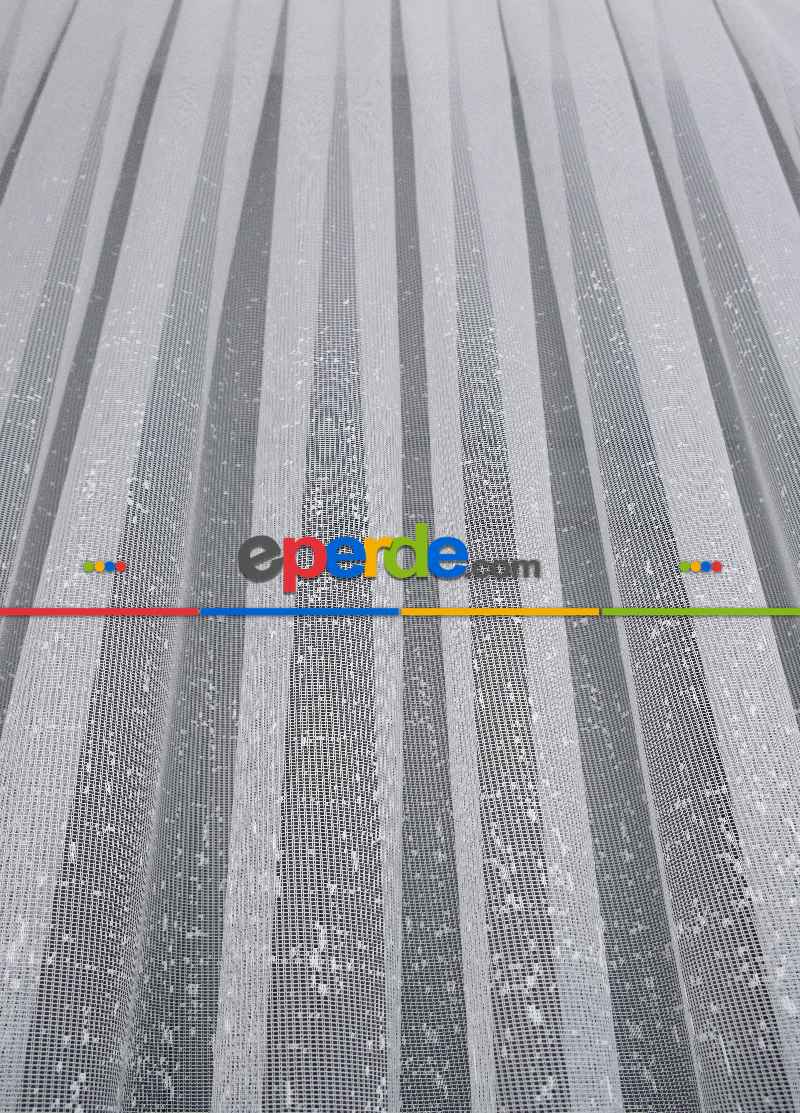 Salon Tül Modelleri - Modern Mavi Desenli Degrade Geçişli Tül - Örme Dantel Tül