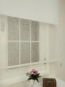 Jakar Örme Tül- Ekru Çiftli Sistem Dantel Desenli Perde- Ekru