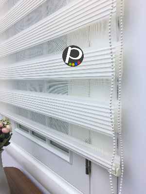 Dar Plise Zebra Perde - Krem- Krem