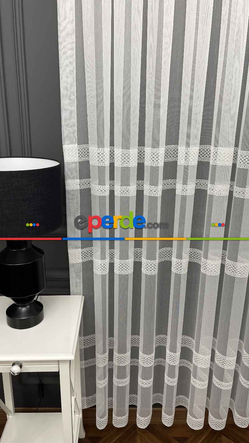 Salon - Premium Seri Trend Perde Modelleri 2023-kabartma Atlas İplikle Nakışlı İşleme Tül Perde 04