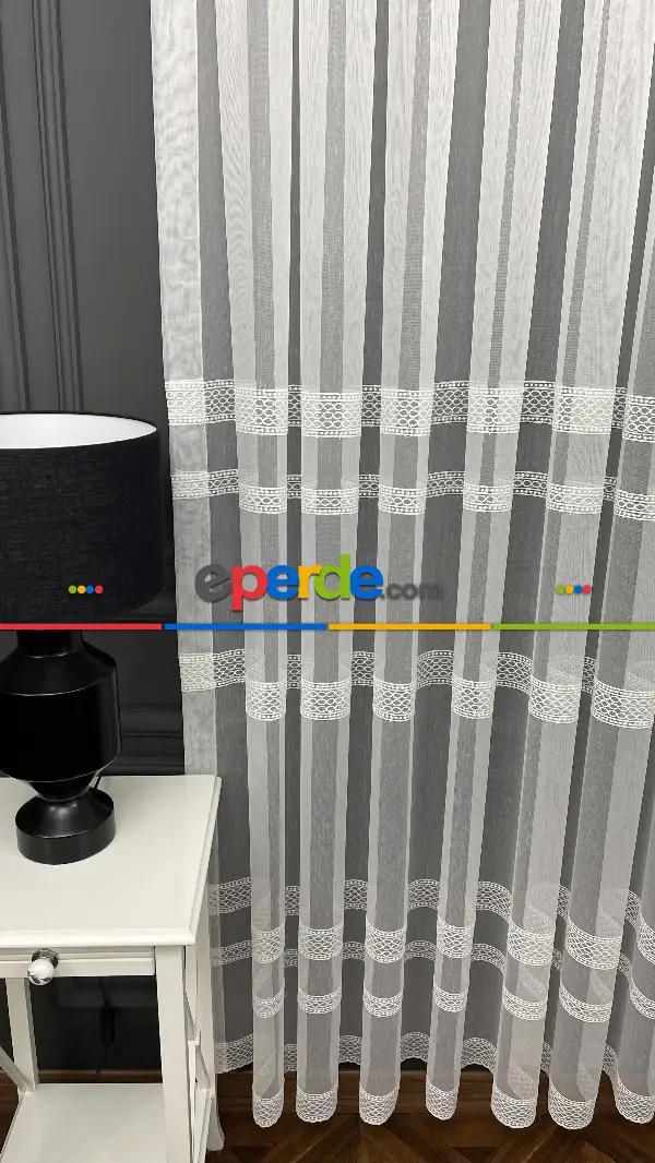 Oturma Odası - Premium Seri Trend Perde Modelleri 2023-kabartma Atlas İplikle Nakışlı İşleme Tül Perde 04