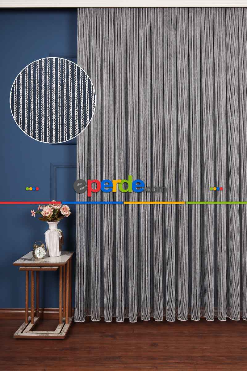 Salon Tül - Luka Gri-antrasit Düz Tül Perde Ütü İstemez