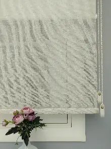 Çiftli Sistem Naturel Keten Tül Stor- Krem Koyu