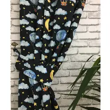 Bebek Odası Fon - Aydede Bulut Desenli Fon Perde Evm802 Kumaşı Kalındır Duck Bezi Değildir- Sarı