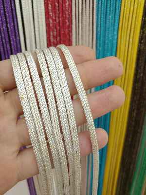 Jumbo Zincir Serisi Krem Altın Simli İp Perde- Beyaz-Altın Simli