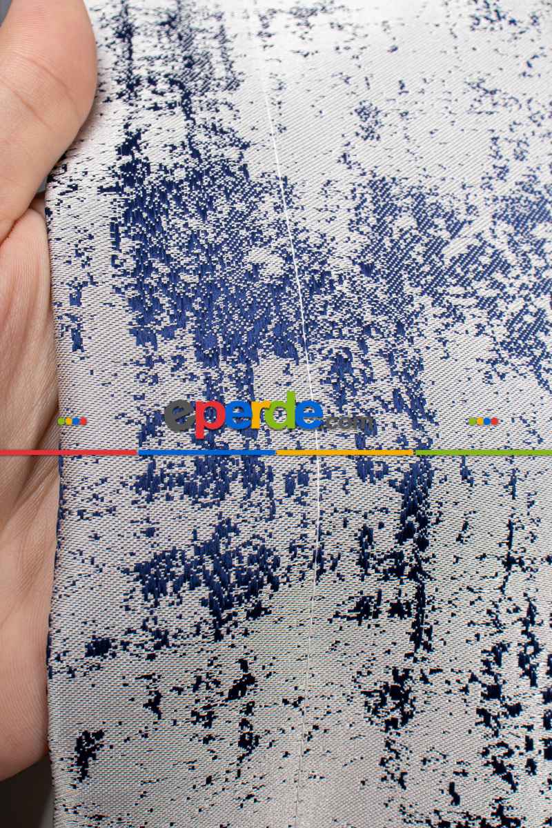 Jakar Dokuma Fon Perde - Mavi - Gri