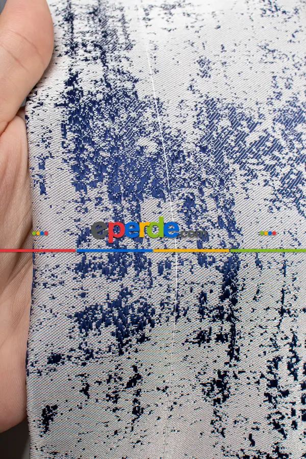 Jakar Dokuma Fon Perde - Mavi - Gri