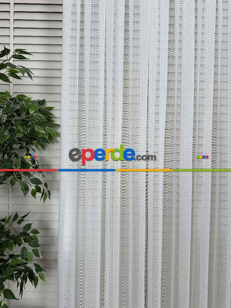 Brillant Çizgili Tül Perde, Premium Seri, Kurşunlu Tül