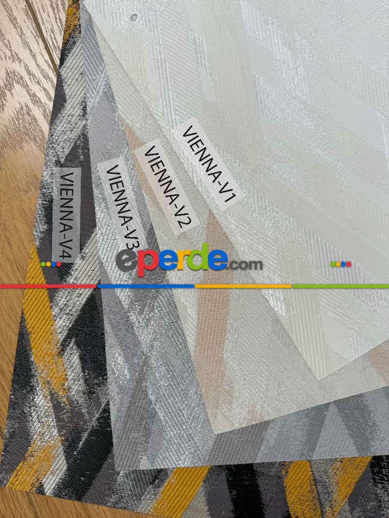 Salon Gri Hafif Sedefli Parlak Jakar Dokuma Stor Perde, Standart Metal Kasalı Yüksek Kalite Kornişe Kolay Montaj Seçenekli