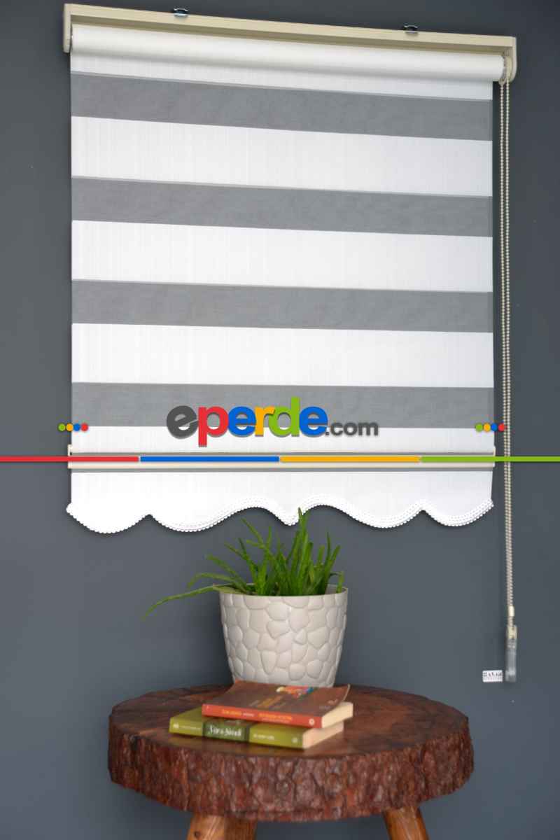 Halim Perdesan Jk-280 Beyaz Renk Etekli Veya Eteksiz Zebra Stor Perde