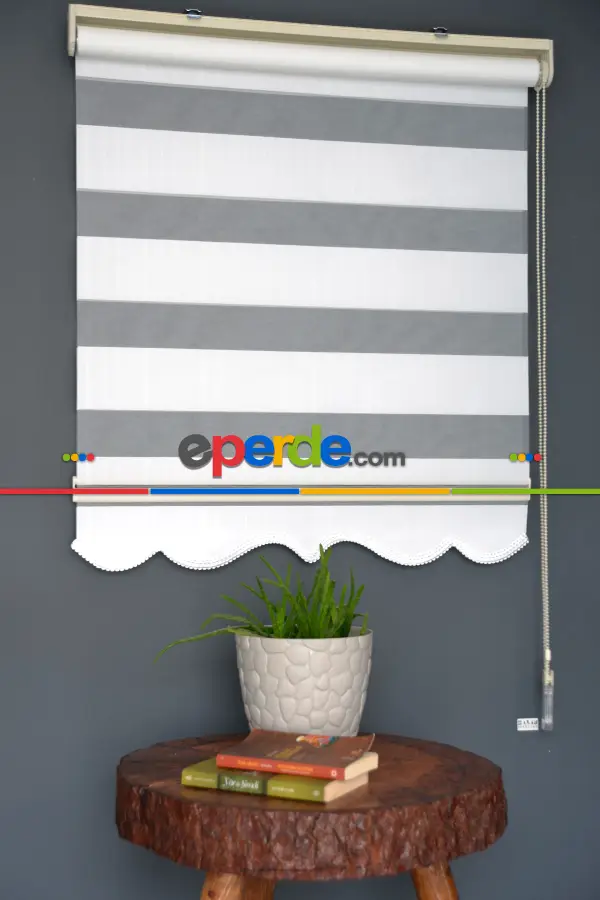 Halim Perdesan Jk-280 Beyaz Renk Etekli Veya Eteksiz Zebra Stor Perde