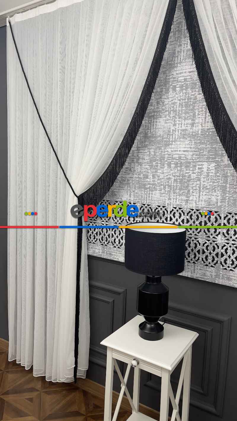 Oturma Odası - Premium Kalite Lazerkesim Desenli Stor Perde-2023