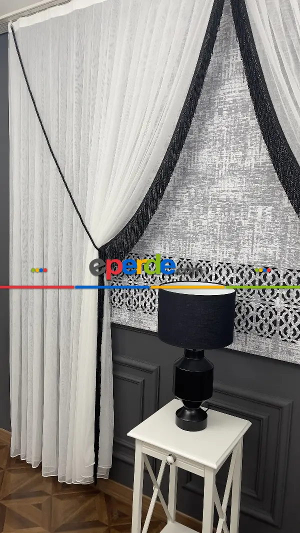 Salon Premium Kalite Lazerkesim Desenli Stor Perde-2023