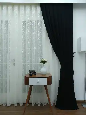 Siyah - Düz Fon Perde- Siyah