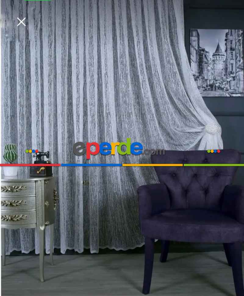 Salon Tül Perde - Örme Ağaç Kabuğu Desen Fransız Dantel Tül Perde