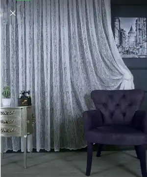 Örme Ağaç Kabuğu Desen Fransız Dantel Tül Perde