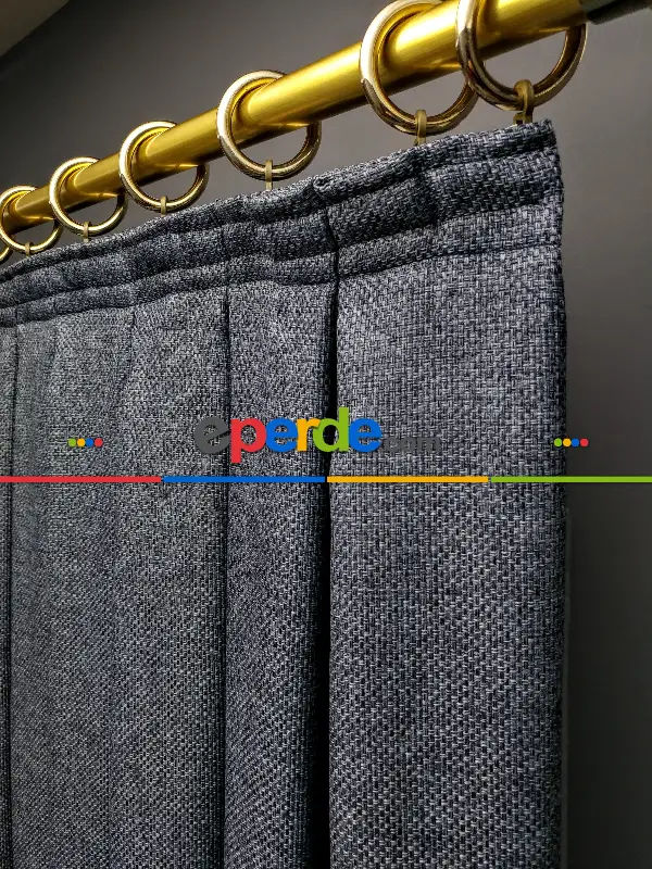 Gerçek Hasır Dokuma Salon Fon Perdesi 2021 Elite Series- Füme-mavi Grimsi