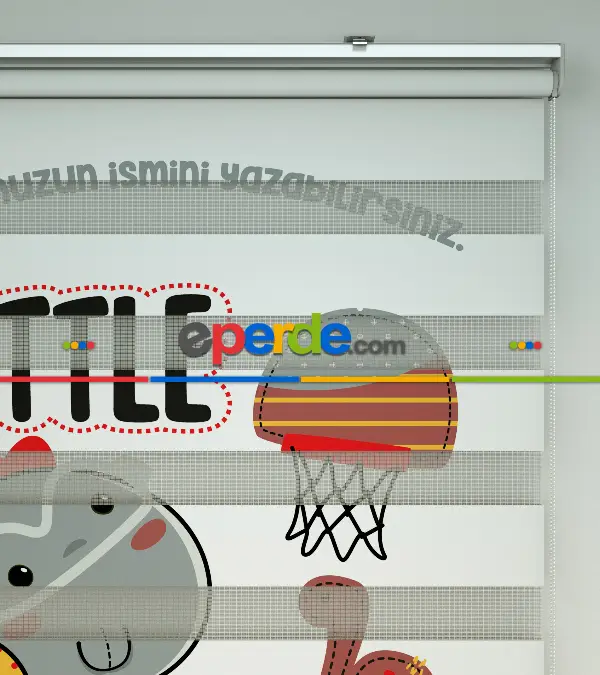 Dinazor Desenli Özel Baskılı Zebra Perde- Çok Renkli