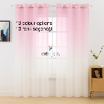 Mavi Renk Renkli Degrade Rustik Tül Perde Pembe