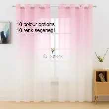 Pembe Renk Renkli Degrade Rustik Tül Perde