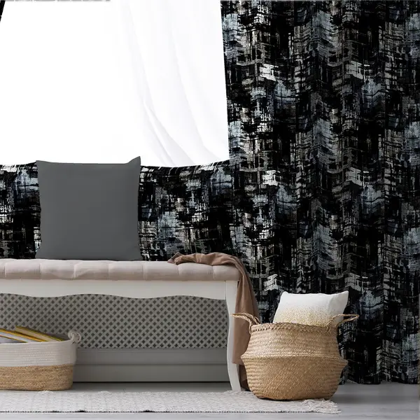 Oturma Odası Fon Perde Evim1504 Kumaşı Kalındır Duck Bezi Değildir- Mavi-beyaz